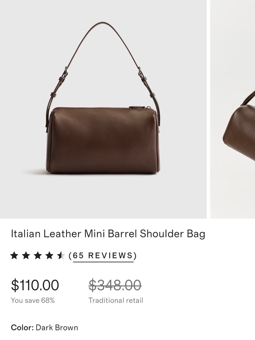 QUINCE Italian Leather Mini Barrel Shoulder Bag - Picture 7 of 9